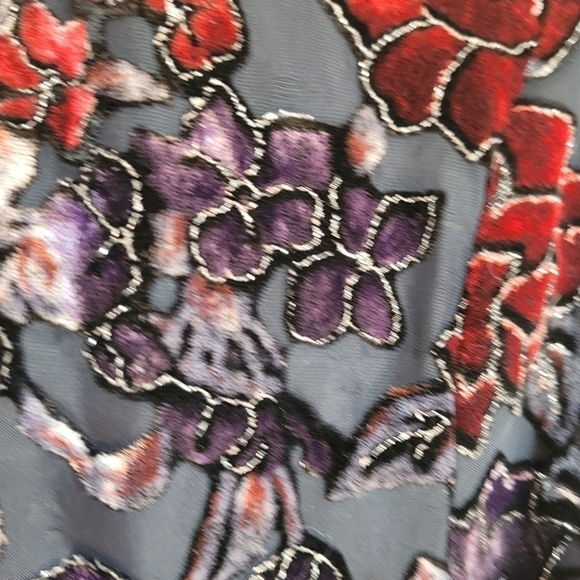 Vintage Velvet Floral and Sparkle Chinese Style Lined Jacket - Picture 4 of 10